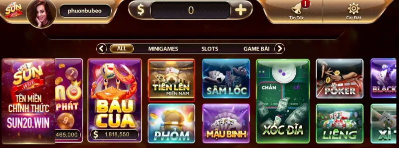 Chơi bài tiến lên miền nam online tại Sunwin Tiến lên miền Nam