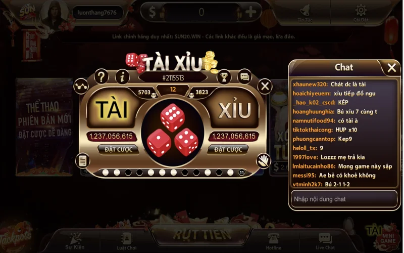 Tài xỉu Sunwin có hình thức đặt cược vào cửa tài vào cửa xỉu