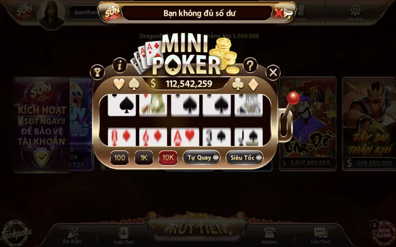 Mini Poker Sunwin có cách chơi gần giống Poker mini poker sunwin co cach choi gan giong poker
