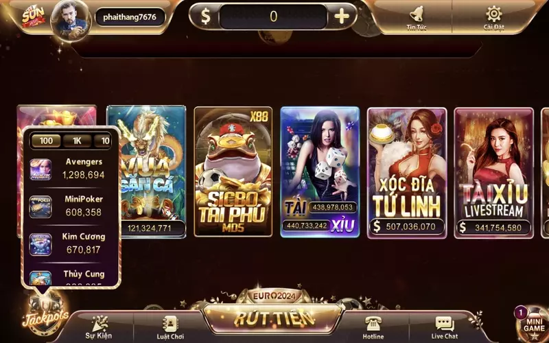 Jackpot Sunwin gồm có nhiều trò chơi mức thưởng cao jackpot sunwin gom co nhieu tro choi muc thuong cao