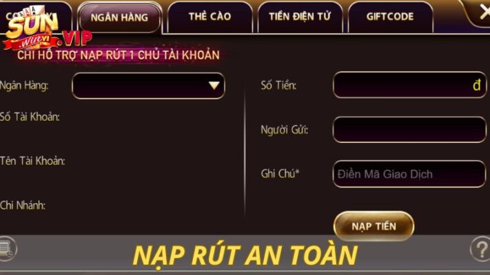 nap rut sunwin Nạp tiền Sunwin đẳng cấp, tiện lợi tối đa